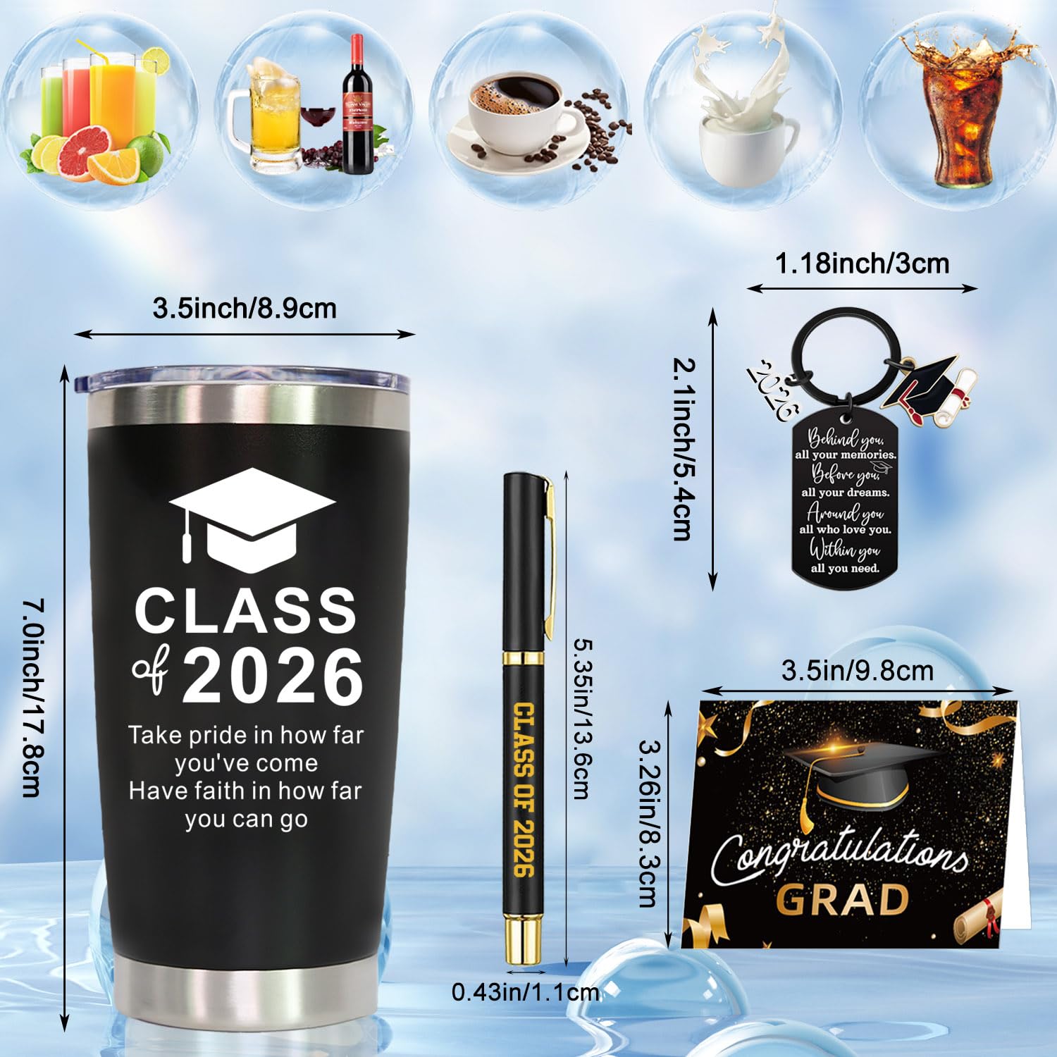 Graduation Gifts, Class of 2026 Graduation Travel Tumbler for Him Her, Inspirational 2026 Grad Gifts for High School Colleage Students Daughter Son Friends Women Men Master Gifts(Black)