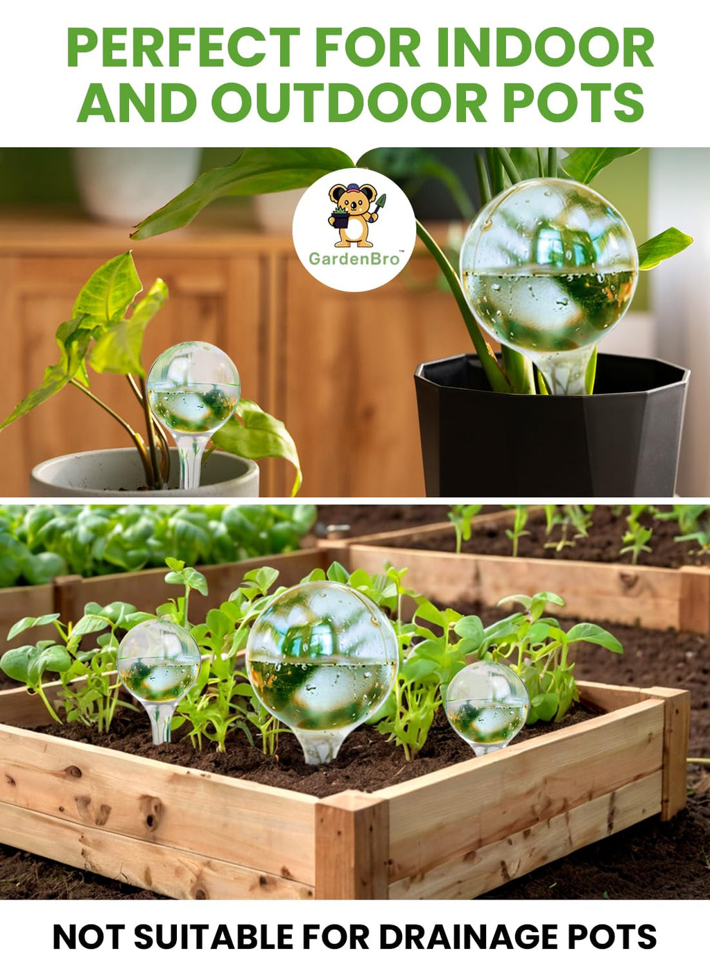 Plant Watering Globes Plastic Set of 4 - Automatic Plant Waterer Indoor and Outdoor - Self Watering Planter Insert System with Plastic Water Bulbs Ideal Gift for Gardeners (4 Globes)