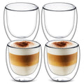 Set of 4 Cappuccino Glass Mugs,Double Wall Insulated Coffee Mugs,Clear Glass Mugs,Glass Coffee Cups,Perfect for Latte, Americano, Espresso,Cappuccinos,Tea, Beverage(250ml)