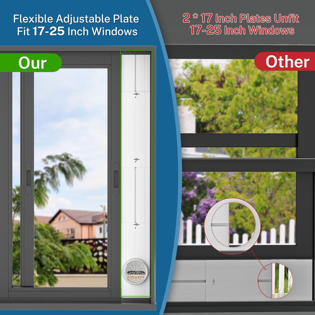 Portable ac Window Vent Kit with Universal Coupler, Insputer New Adjustable Air Conditioner Window Seal Kit for Sliding Window, Fit for AC with 5.9 & 5.1 Inch Diameter Exhaust Hose(3 Pcs)