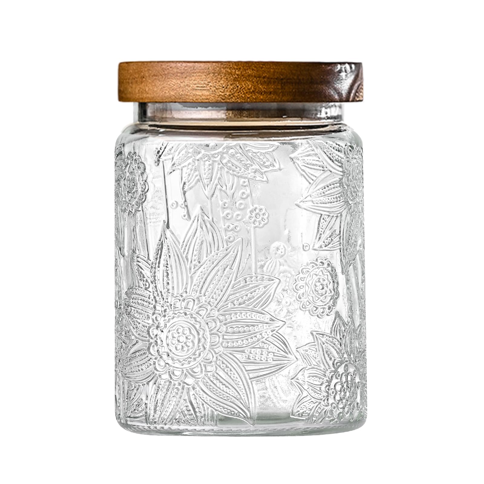 Adodeen 24oz Vintage Glass Jar With Lid, Glass Storage Containers, Airtight Kitchen Storage Containers For Sugar, Coffee, Tea, Spice, Flour, Candy Cookie, Pasta, Cereal, Cute Decorative Jars