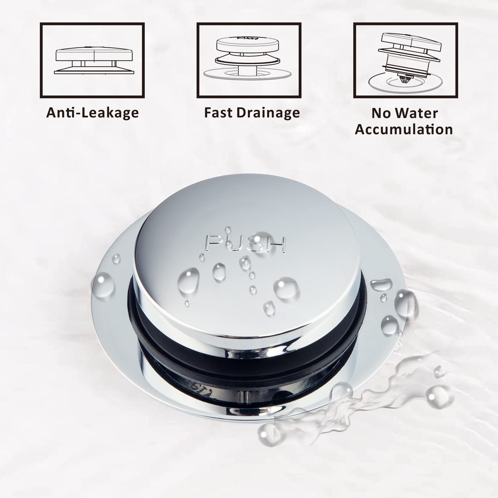 Artiwell Universal Tip Toe Bath Drain Stopper and Cover, Bathtub Drain Stopper, Replaces Lift and Turn, Tip-Toe and Trip Lever drains for Tub, EZ Installation and Clearing