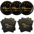Pandecor Birthday Party Plates and Napkins Party Supplies,Disposable Birthday Party Decorations Set Serve up to 20 Guests (80 years old)