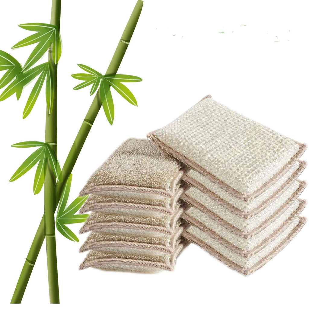 UKEENOR Natural Bamboo Sponges Kitchen Cleaning Sponges Dish Sponges Reusable Dish Washing Sponges Super Absorbent Eco Friendly 10 Packs