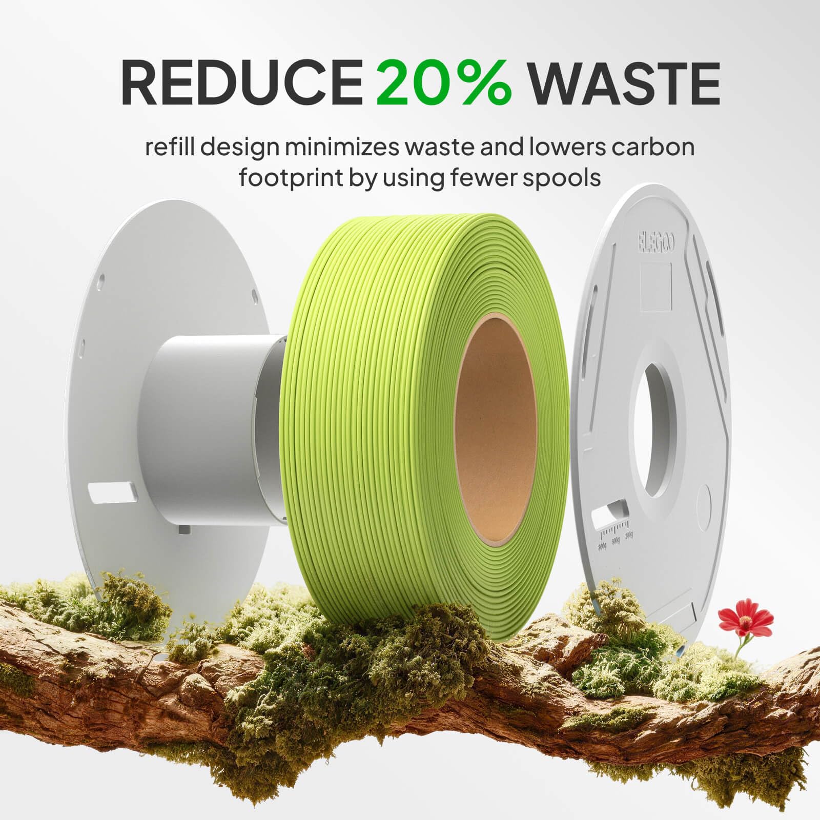 ELEGOO PLA Basic Filament with Reusable Spool White 1KG,1.75mm PLA 3D Printing Filament 2.2lbs High Dimensional Accuracy, Easy Installation Detachable Spool Fits for Most 3D Printers