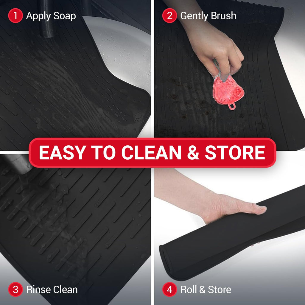 Thick Silicone Stove Top Covers for Electric Stove (28 x 20 Inch) - Silicone Mat for Glass Cooktop, Heat-Resistant Cover Protector, Electric Cooktop Mat with AntiSlip Backing Kitchen Accessory (Black)