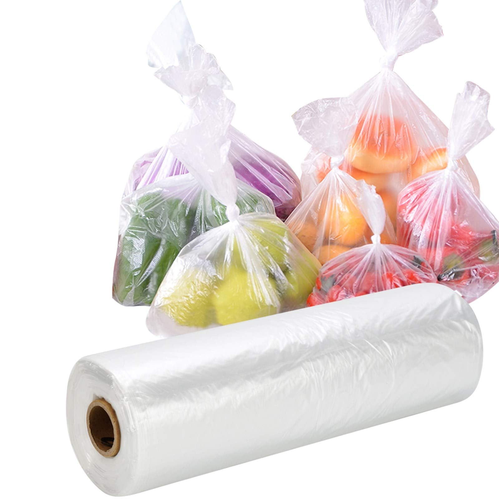 2 Rolls 700 Bags - 30x50cm(12x20in) Clear Plastic Bags for Groceries, Transparent Produce Bag for Fruits Vegetable Kitchen Food Storage, Small Reusable Poly Packing Bags
