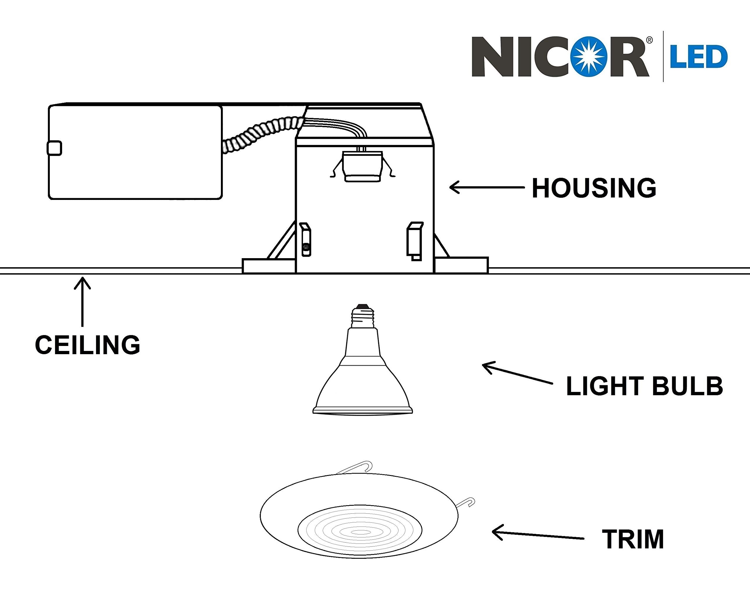 Nicor Lighting 17572 Lexan Shower with Fresnel Lens Trim for 17002A and 17003A 6-Inch IC with Metal Trim Ring, White