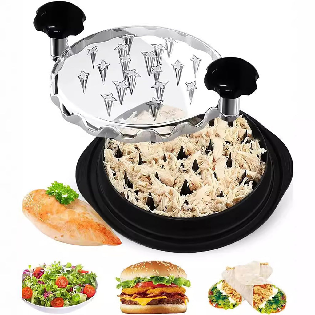 Chicken Shredder, Visible Chicken Fillet Shredder Tool,Dual Handle Design Cooked Chicken Meat Shredding Separation Tearing Stuffing Machine with Transparent Cover (Black)