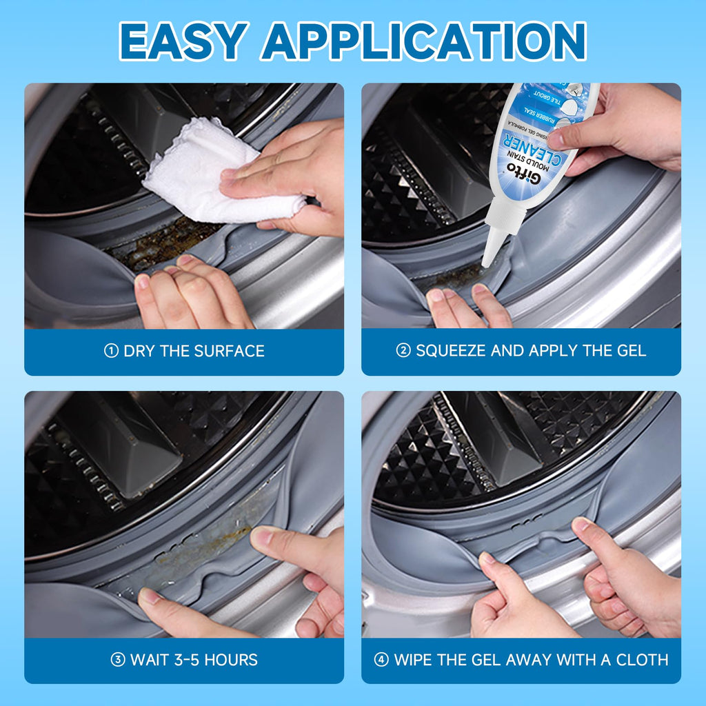 Mould Stain Remover Gel, 2-Pack Grout Cleaner Bathroom Whitener, Mould Remover Washing Machine Cleaner, Non-Toxic Washer Cleaner for Shower Sink Tile Toliet