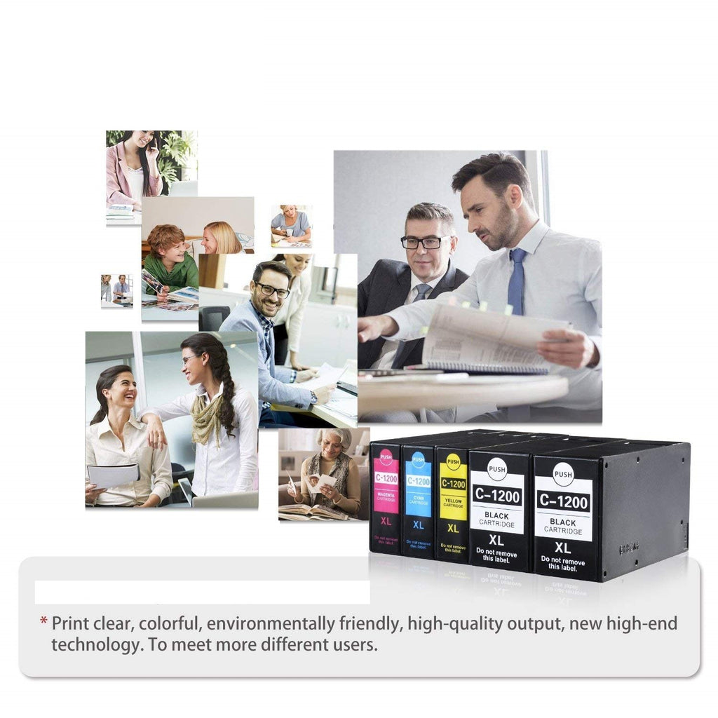 PGI-1200 XL BK Black Pigment Ink Cartridges Replacement for Canon PGI1200 1200XL Ink Work with Canon Maxify MB2320 MB2720 MB2020 MB2120 Printer (4BK)