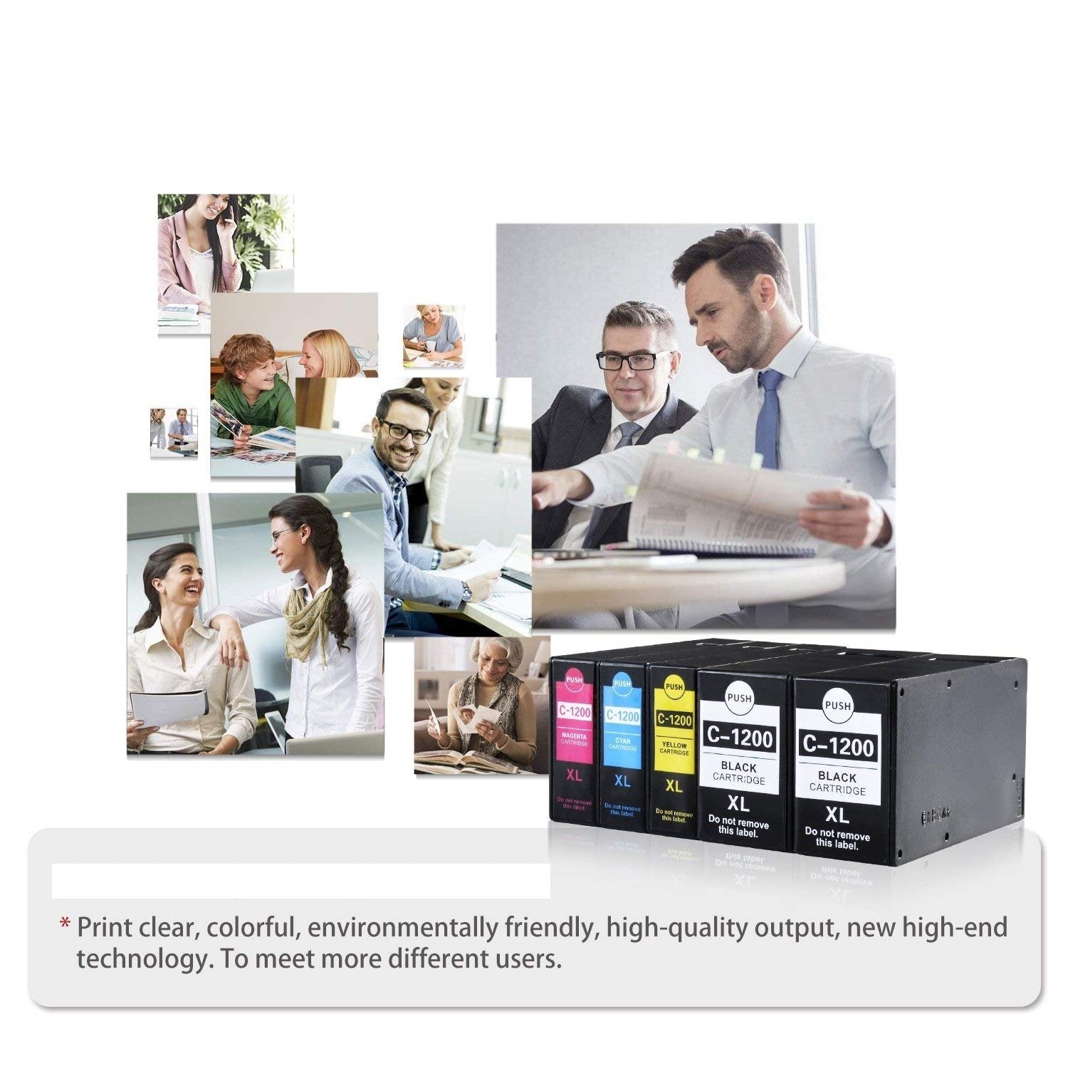 PGI-1200 XL BK Black Pigment Ink Cartridges Replacement for Canon PGI1200 1200XL Ink Work with Canon Maxify MB2320 MB2720 MB2020 MB2120 Printer (4BK)