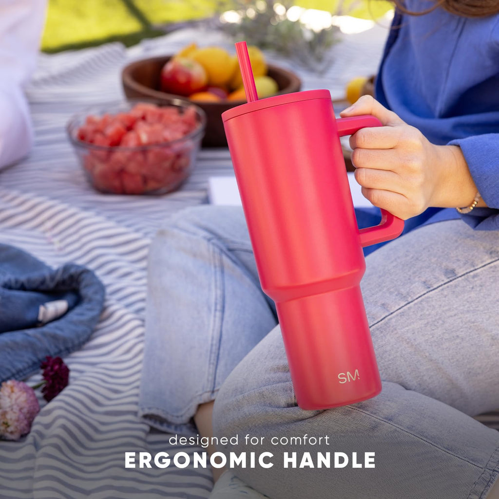 Simple Modern 40 oz Trek Tumbler with Handle and Straw | Insulated Stainless Steel Water Bottle Iced Coffee Cup Travel Mug | 40 oz | Lavender Mist