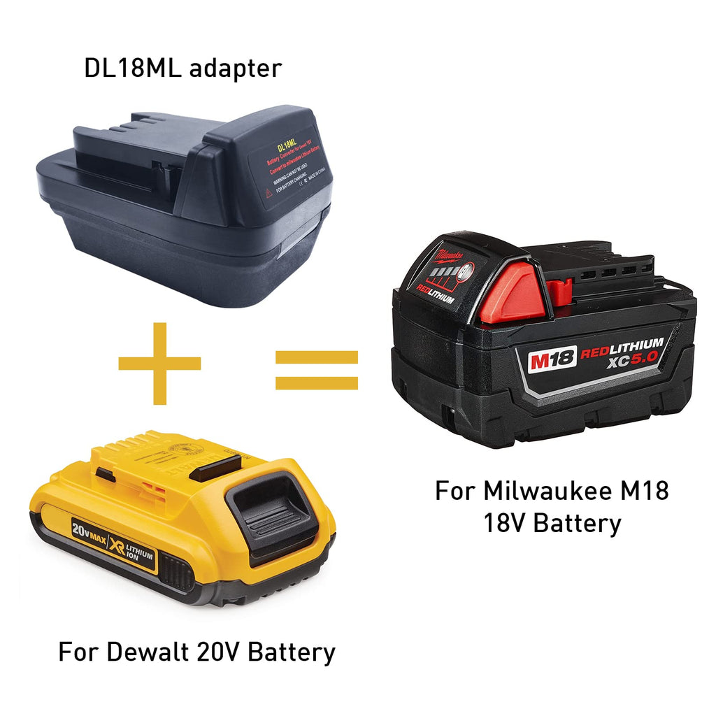 DL18ML Battery Adapter for Milwaukee 18V Cordless Power Multitool,Convert for Dewalt 20V MAX Li-ion Battery DCB200 to for Milwaukee 18V M18 Lithium-Ion Battery Adapter