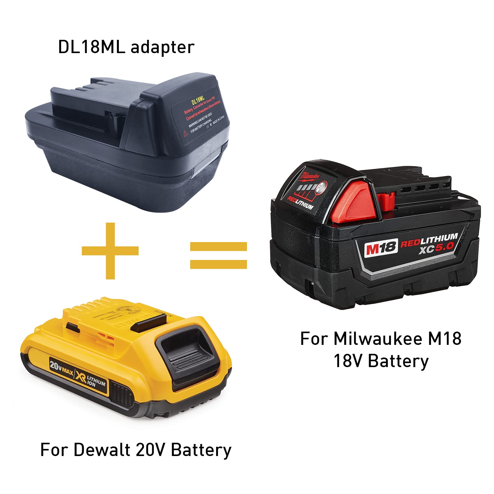 DL18ML Battery Adapter for Milwaukee 18V Cordless Power Multitool,Convert for Dewalt 20V MAX Li-ion Battery DCB200 to for Milwaukee 18V M18 Lithium-Ion Battery Adapter