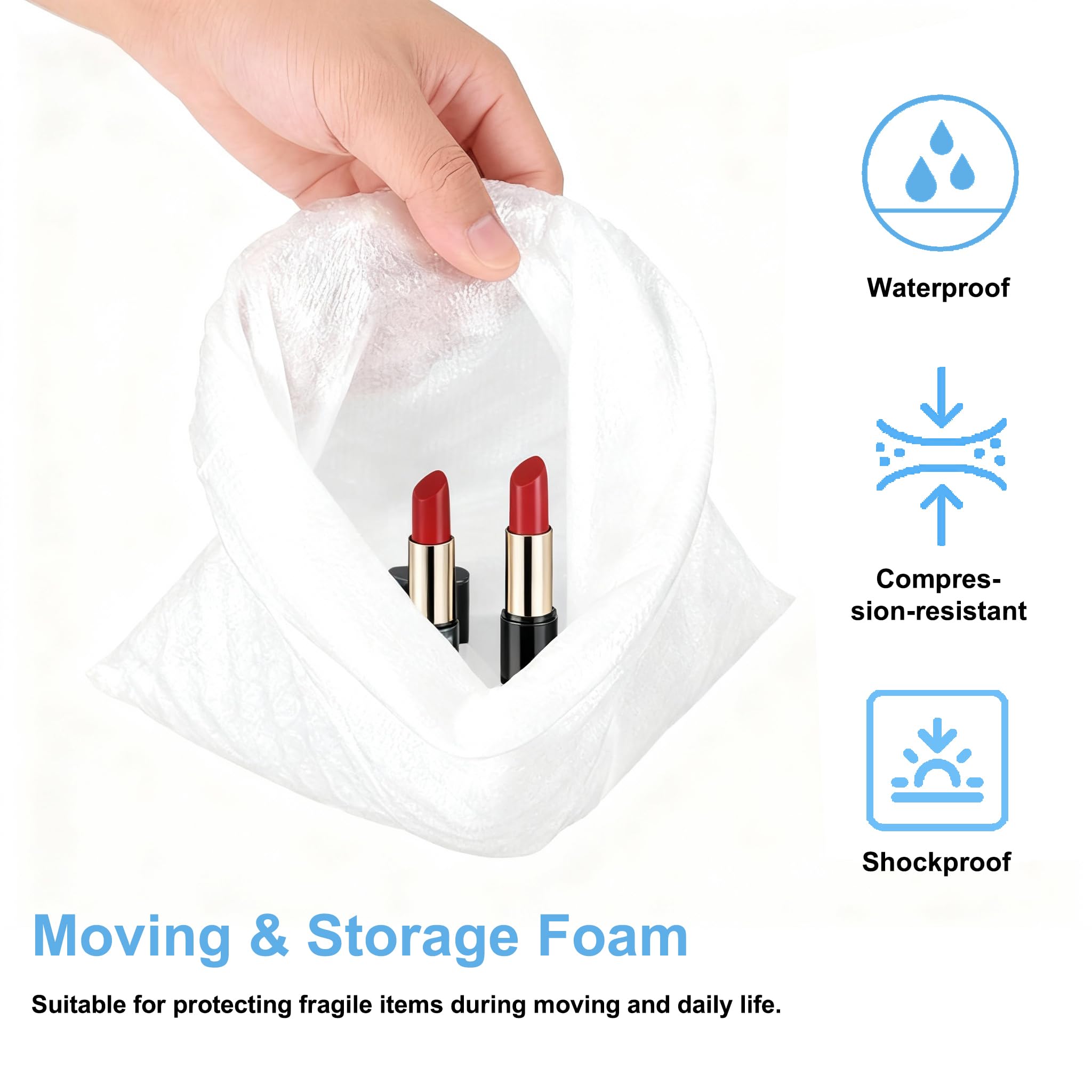 100 Pcs 12x12 inch Packing Foam Pouches Cushion Foam Wrap for Dishes, Cups, Glasses China Plate Mug Shipping Moving Cushioning Supplies Includes Fragile Stickers