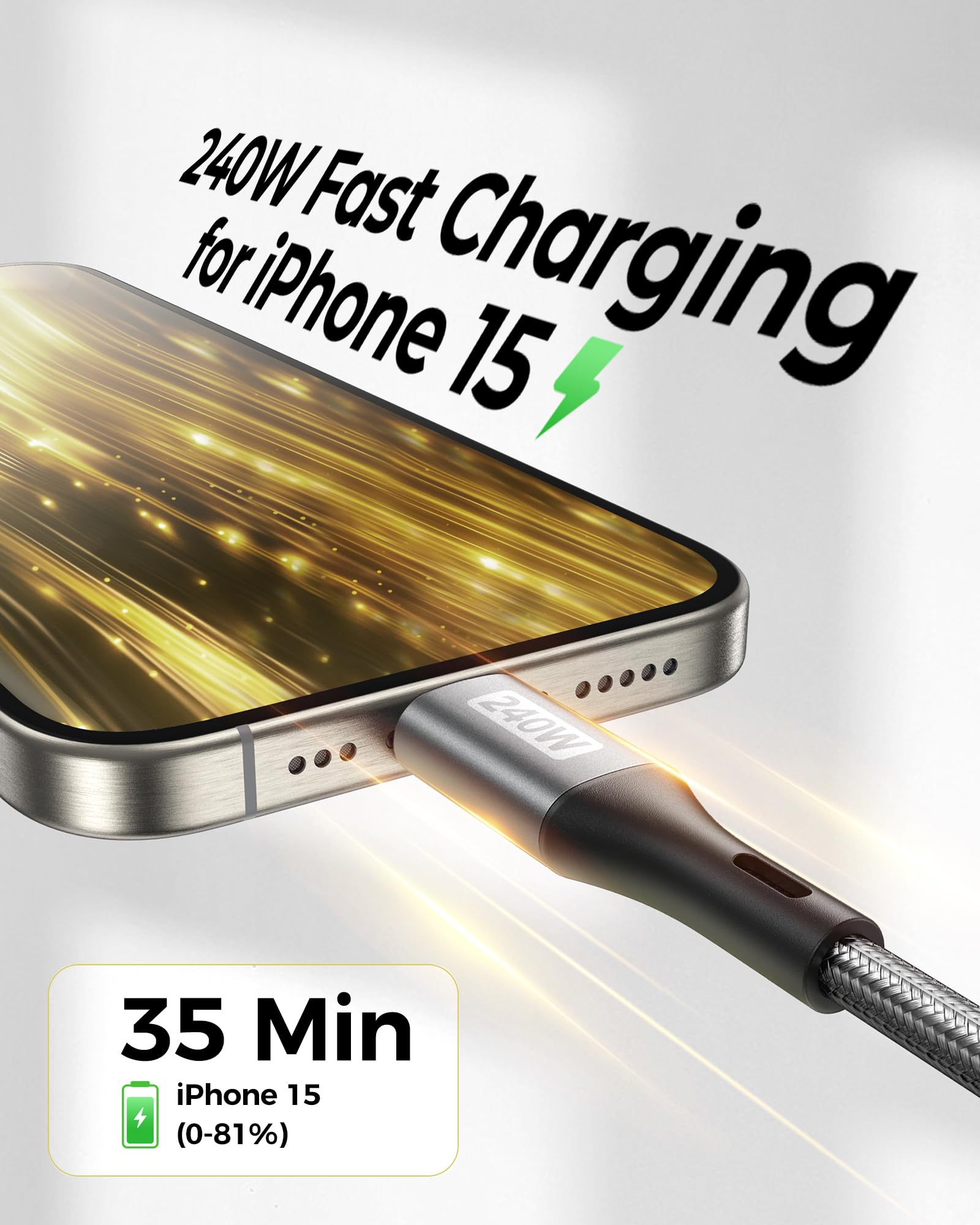 Silkland USB C to USB C Cable 240W 100W (2 Pack), 10FT Fast Charging Compatible for iPhone 17/16, MacBook, iPad, Samsung, Pixel, Laptop