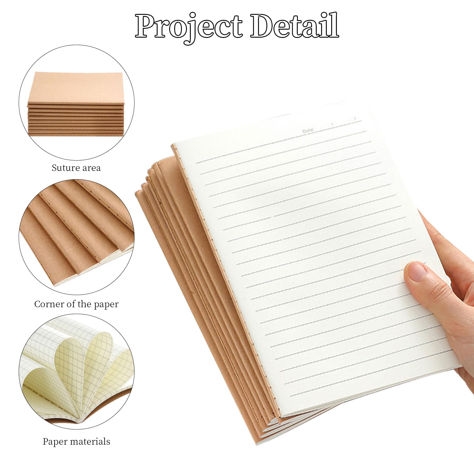 30 PCS Kraft Notebook,Kraft Paper Lined Notebooks,Travel Journal Books,Bulk Lined Notebook Journals,for Traveler, Notes, Memo - Bulk Journals Sewn Brown Notebook, 8.3'' x 5.5''