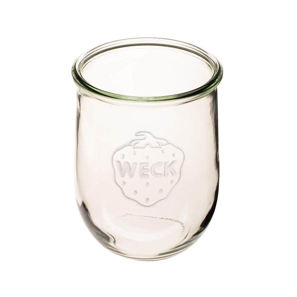 Weck Tulip Jar - Sour Dough Starter Jars for Sourdough - 1 x WECK 745 Large Clear Jar with Wide Mouth - 1 Liter Includes Glass Lid, rubber seal and steel clips