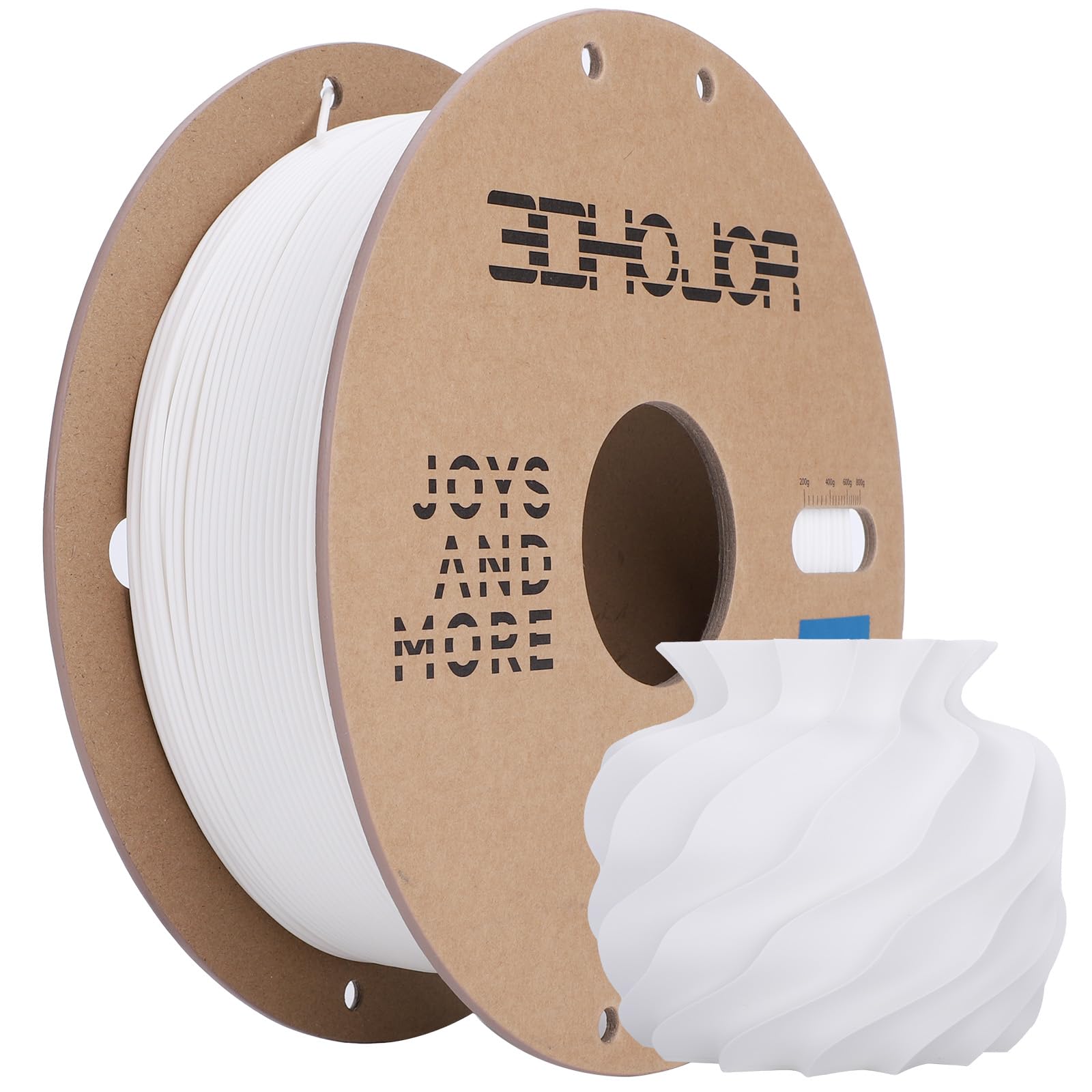 3DHoJor Matte PLA Filament 1.75mm White, Upgrade Matte 3D Printer PLA Filament, 1kg Spool (2.2lbs) Cardboard Spool 3D Printing Filament for 3D Printers