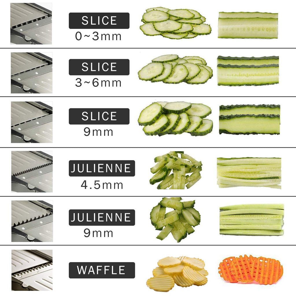 Mandoline Slicer for Food and Vegetables -VEKAYA Adjustable Kitchen Vegetable Slicer for Potato and Onion| French Fry Slicer, Vegetable Chopper with Hand Protectors and Gloves (Black)