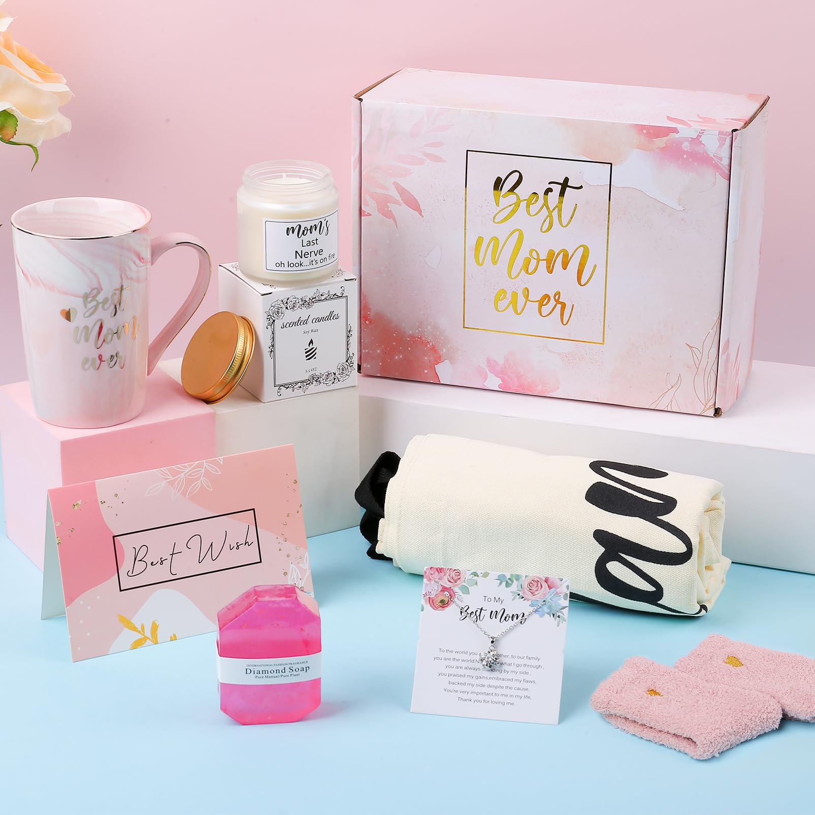 Best Mom Christmas Gifts Mothers Day Gifts for Mom from Daughter Son Kids,Gift Basket for Bonus Mom Women Birthday Gifts for Mother-in-Law Thanksgiving Presents, New Mom Gifts