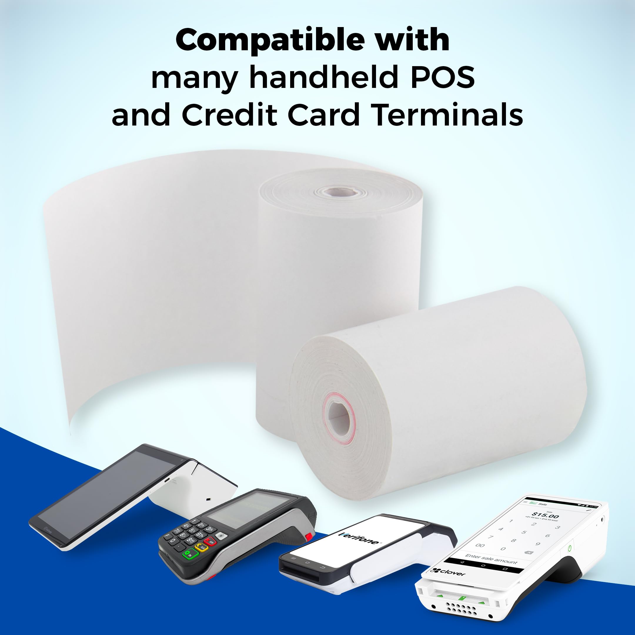 ReceiptPaperPro 2 1/4” x 72 ft Coreless Thermal Paper Receipt Rolls fits Poynt C Smart Terminal V3 and Cash Register POS Credit Terminals, 25 Rolls/Case