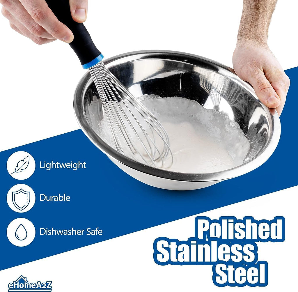 EHOMEA2Z Mixing Bowls Metal Stainless Steel,Kitchen Nesting Bowls for Space Saving Storage Gadgets, Baking, Cooking, Breader Bowl, Polished Mirror