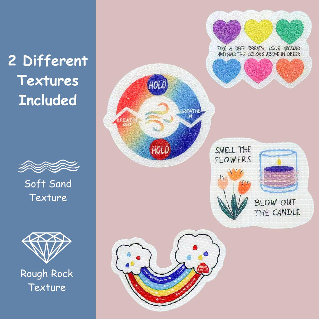 48 Pcs Anxiety Sensory Stickers in 2 Different Texture, Breathing Feature Calm Strips for School Counselor Supplies, Reusable Fidget Calming Stickers for Kids & Adults