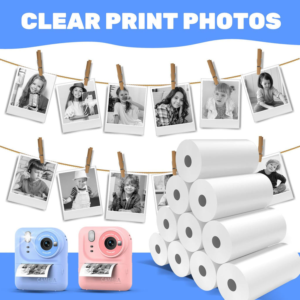 Teslahero 10 Rolls Kids Camera Instant Print Paper - BPA-Free Thermal Paper for Most Children's Printing Cameras, Capture & Create