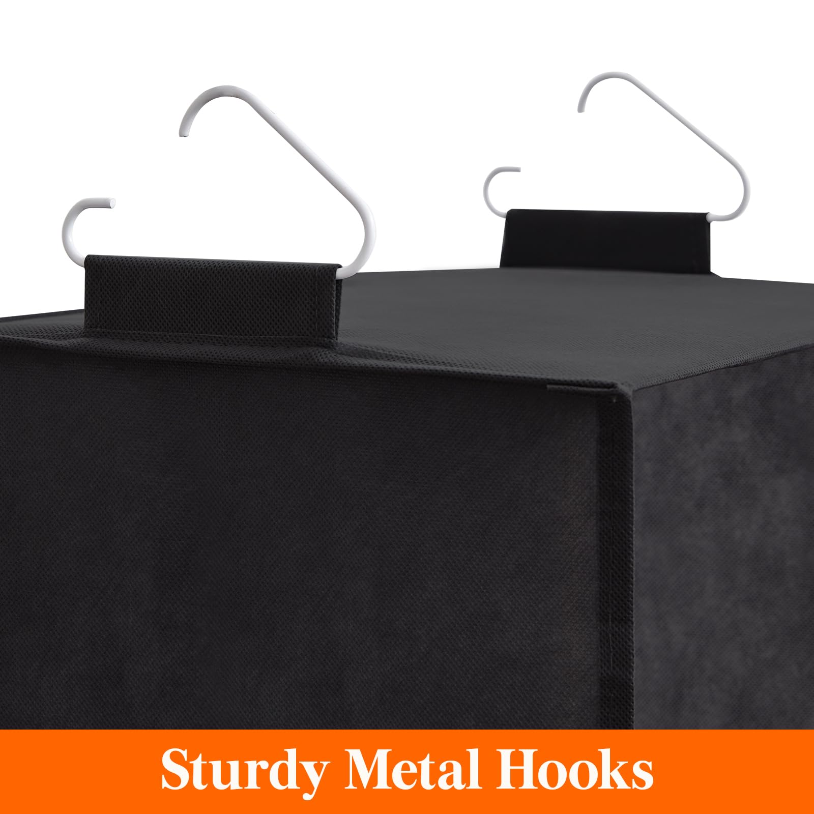 Lifewit Hanging Closet Organizer and Storage with 2 Sturdy Hooks, Rangement Garde Robe with Metal Hooks, Closet Shelf Hanging Wardrobe Organizers for Clothes, Towels, Shoes, 5 Shelves, 2 Pack, Black