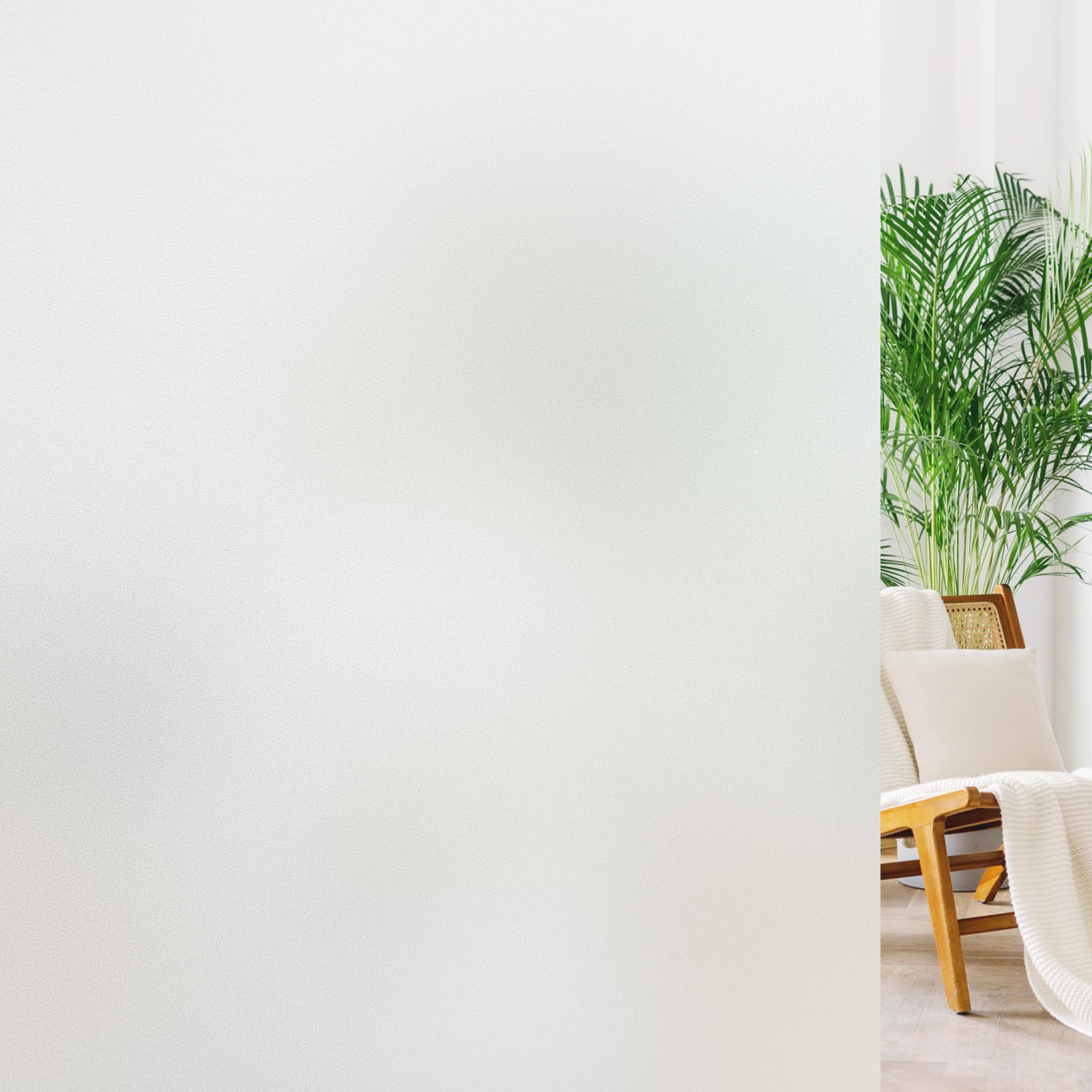Haton Window Films for Privacy, Static Cling Frosted Glass Film, Sun Heat Blocking Privacy Window Tint, Anti-Glare Removable Frosting Sticker Covering for Home Bathroom, Pure 60 x 200cm