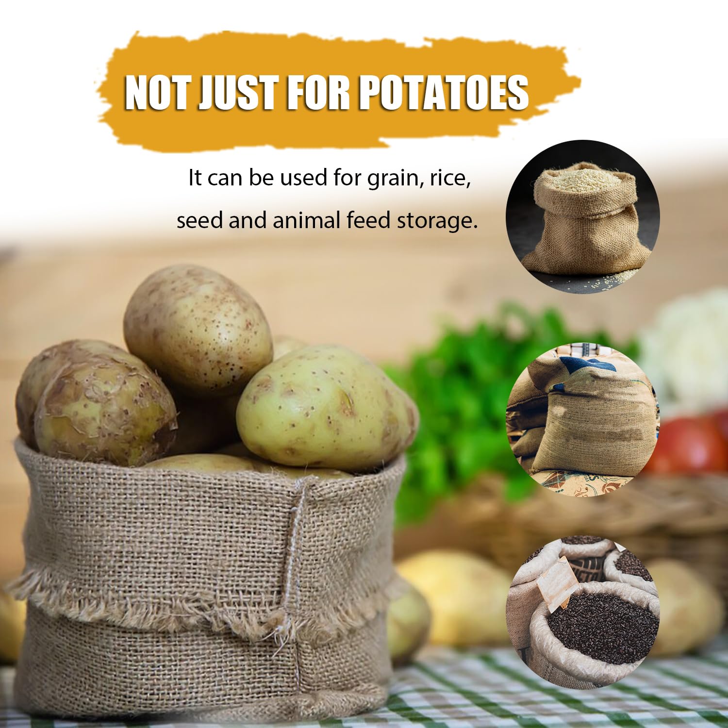 HAMBOLY 5 Packs Large Burlap Bags 24" x 40" Potato Sacks Reusable Storage Bags Races Game Bags