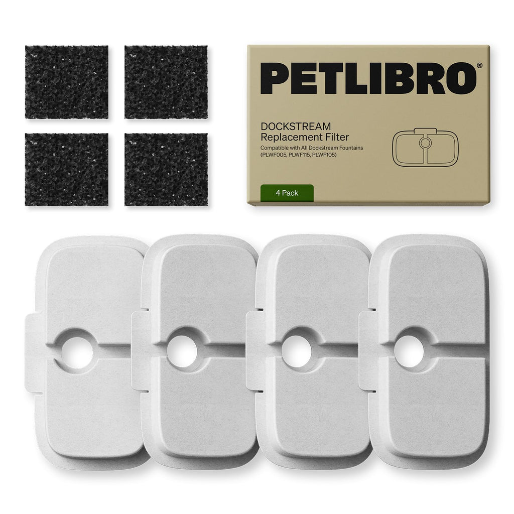 PETLIBRO 4 Packs Replacement Filters for Dockstream Cat Water Fountain PLWF105/PLWF005/PLWF115, 2 Months Set of Replacement Filters