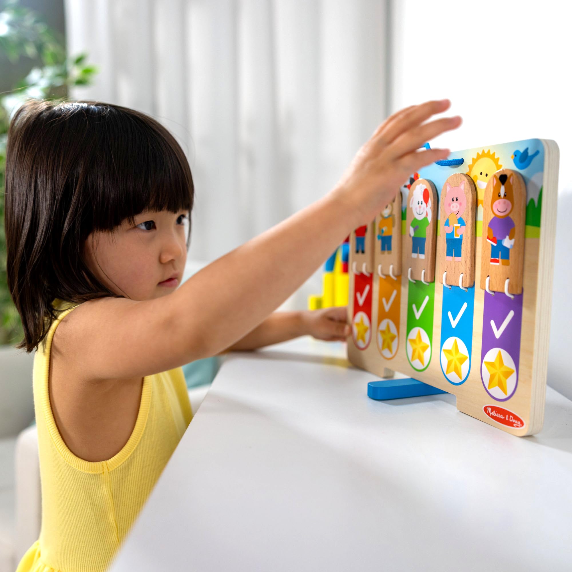 Melissa & Doug My Daily Day and Night Wooden Routines Chart Learning Toy for Boys and Girls 3+ - FSC Certified