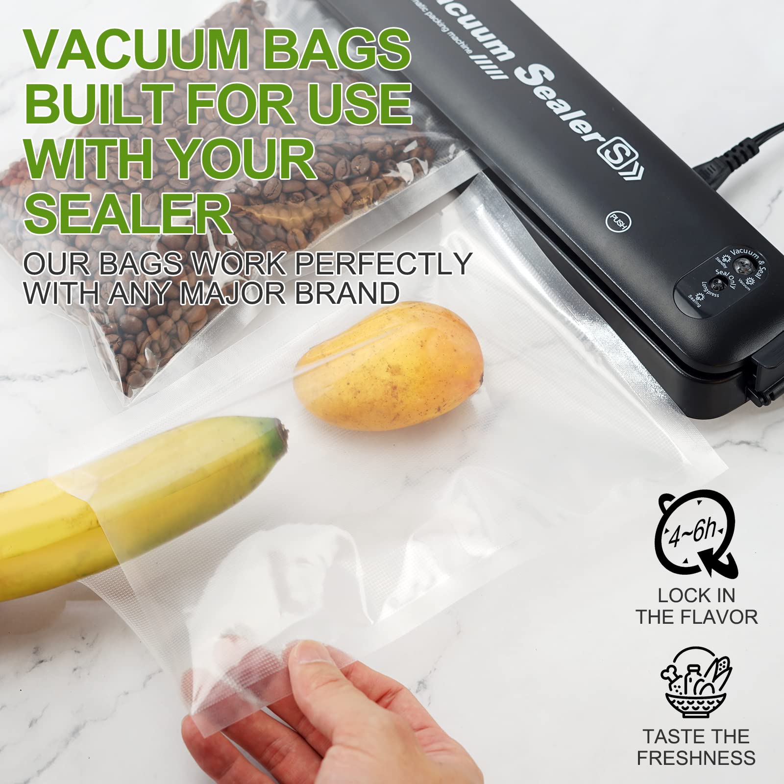 W&Y Vacuum Sealer Bags - 6" x 20' (3 Rolls), Reusable & Sous Vide, Commercial Grade, Embossed Texture, BPA-Free, Food Saver Vacuum Sealer Bags Rolls for Packing, Freezer & Cooking Storage