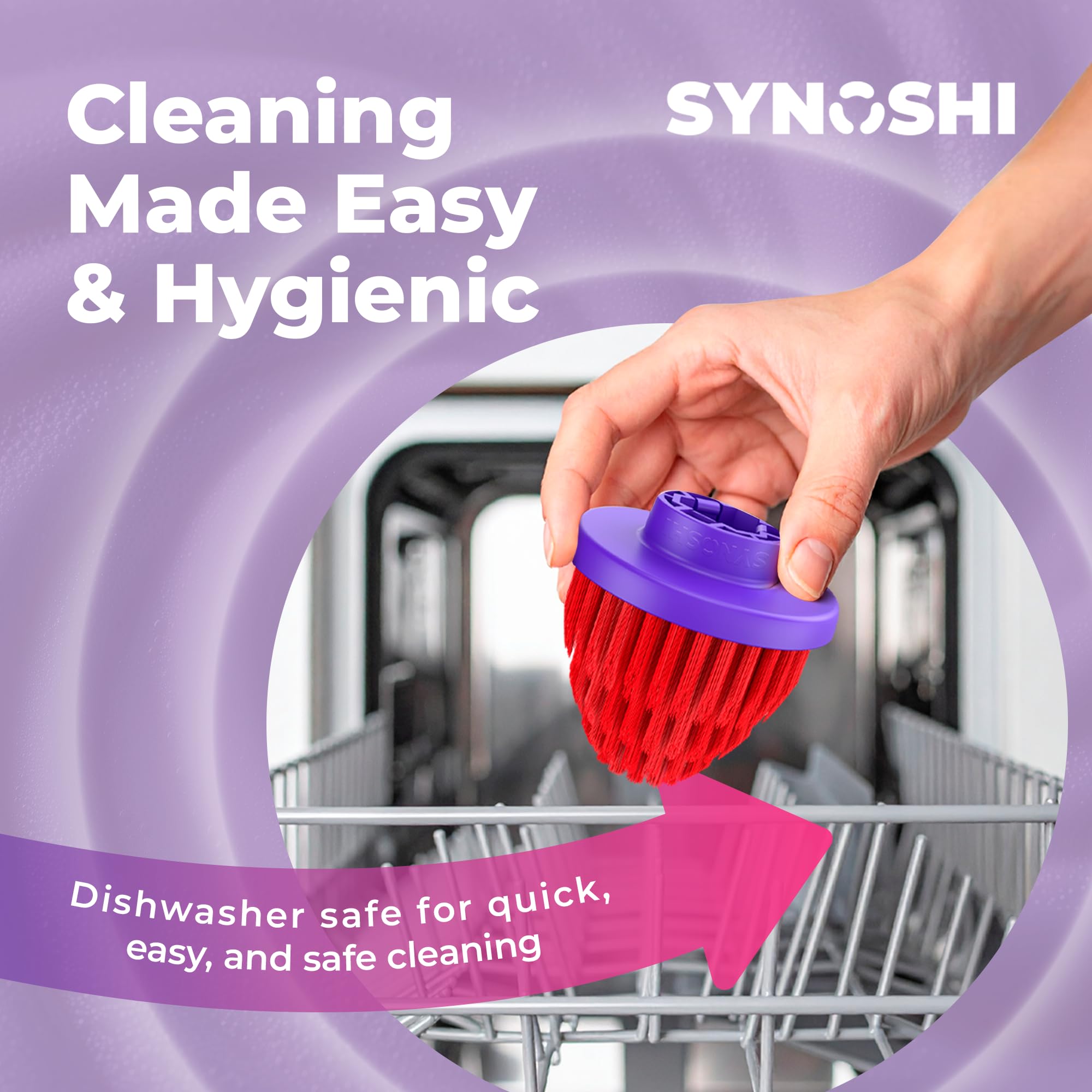 Synoshi PRO Cone Brush Heads Set (2 Units) for Electric Spin Scrubber Bathroom & Shower Cleaning Brush Universal Cleaning for Kitchen, Floors