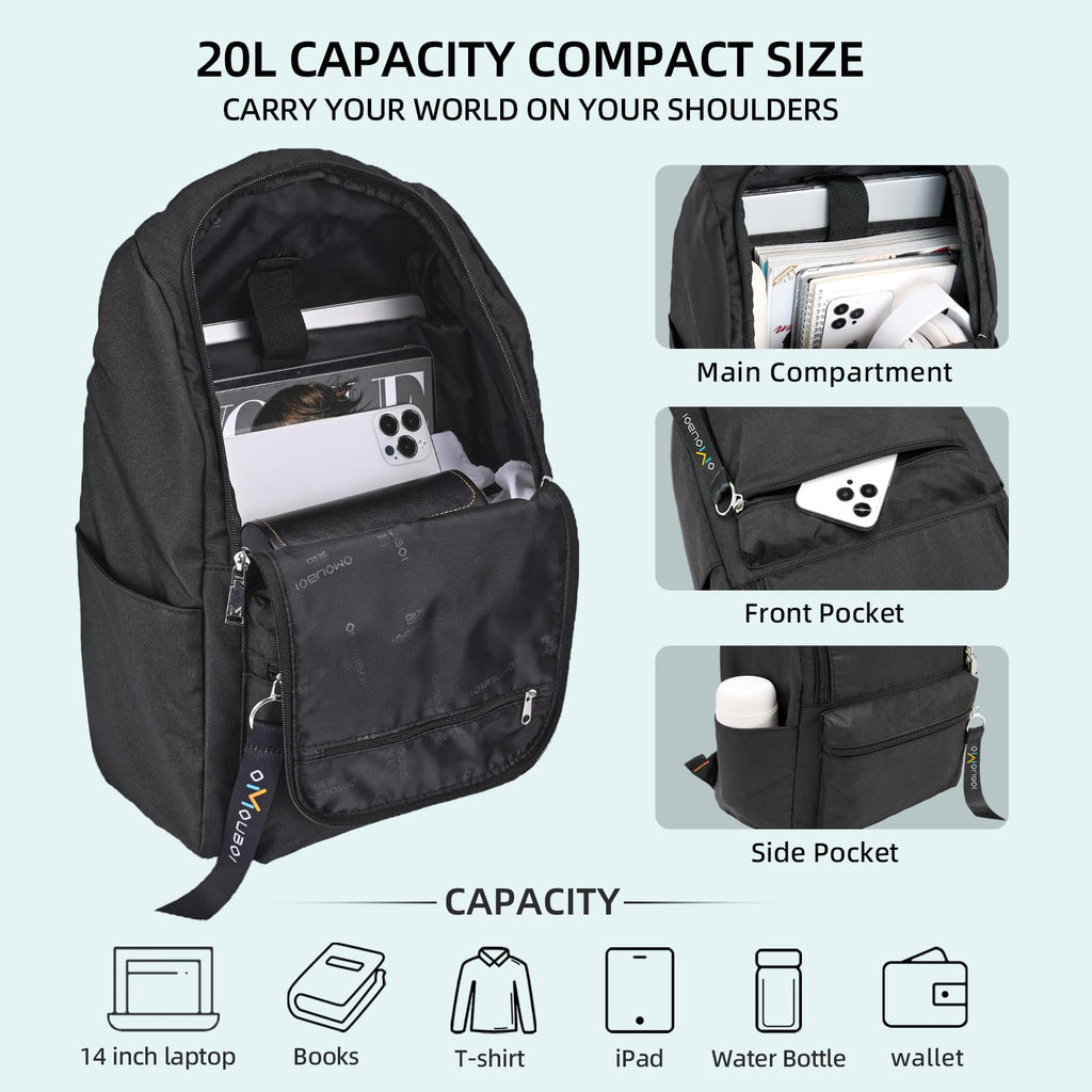 OMOUBOI Casual Backpack, Laptop School Travel Backpack for Women & Men, Superbreak Backpack Fits Tourism Business (Black)