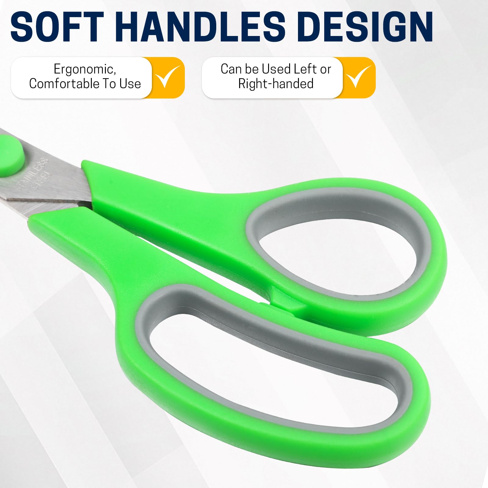 Scissors Bulk 24-Pack, BURVAGY 8" Scissors All Purpose Heavy Duty Sharp Scissors for Office School Home Stainless Steel Blades Safety Soft Grip Handles,Right/Left Handed Scissors