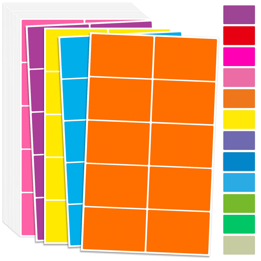 720 Pcs Colored Label Stickers,Moving Labels, Name Stickers, 12 Colors, 3" x 2"