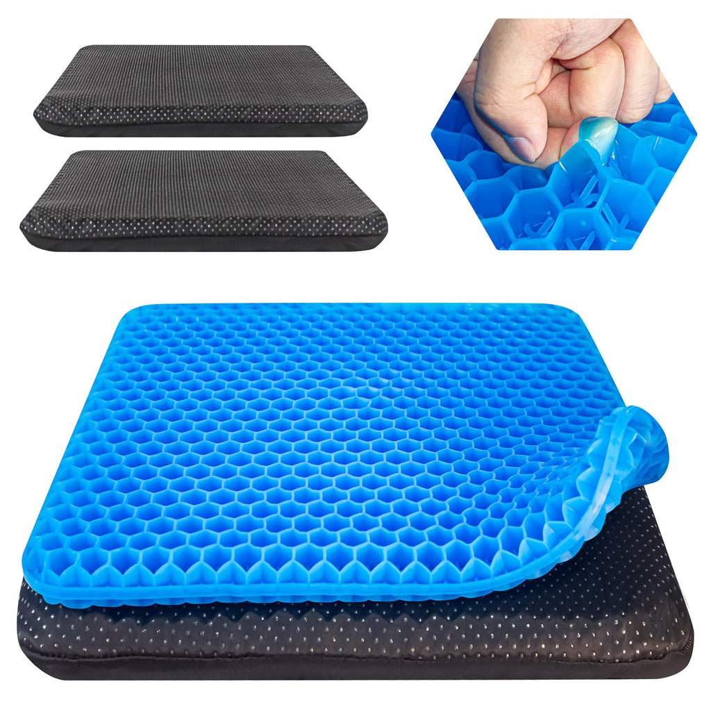 Large Gel Seat Cushion for Long Sitting with 2 Non-Slip Cover-45 x 45cm,Extra Comfort for Stadium,Airplane,Office Chair,air Plane,bleacher,Booster,car,Sporting Events,Wheelchair seat Cushion