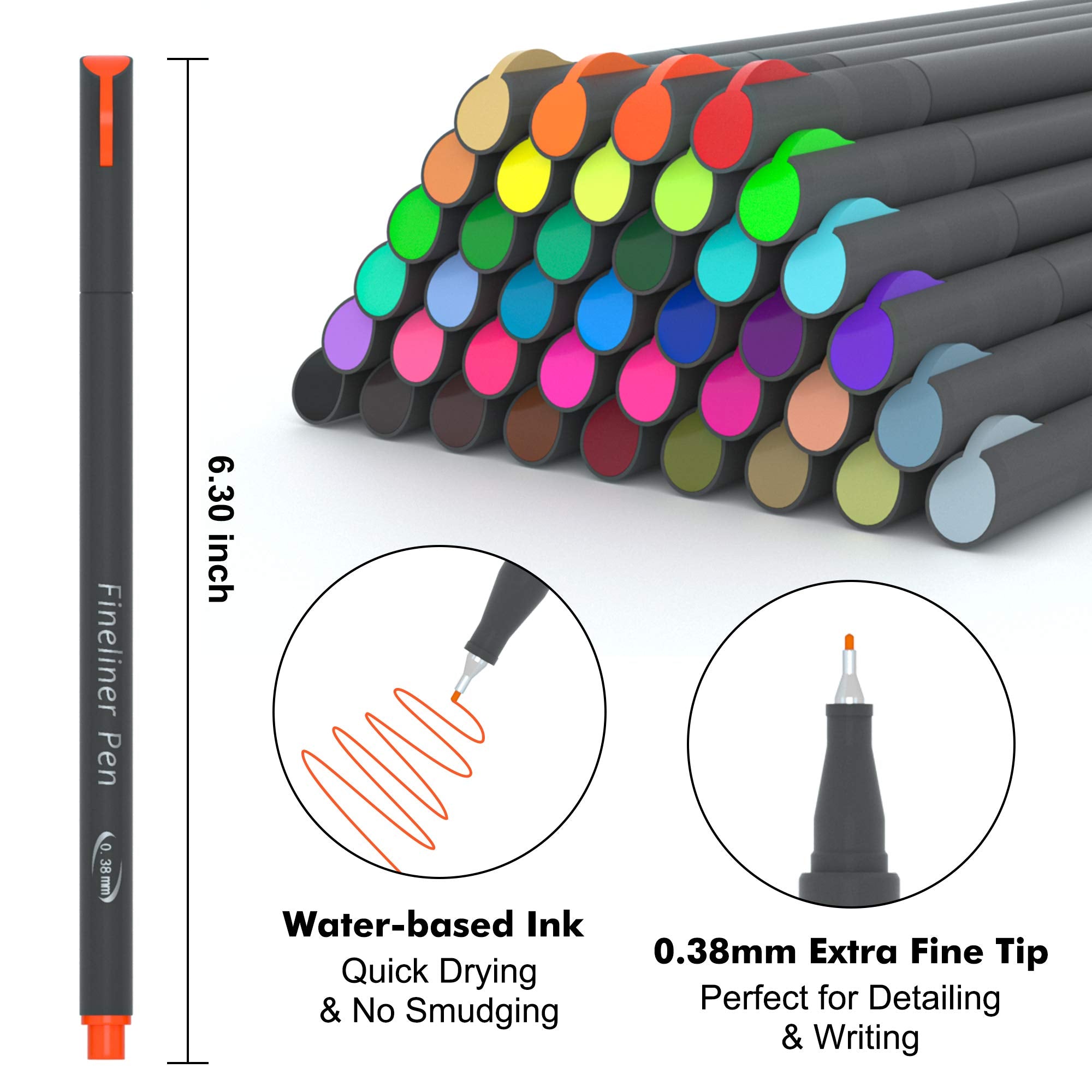 Lineon 40 Colors Journal Planner Pens, 40 Colors Fineliner Pens Perfect Set for Journal Planner Note Calendar Coloring Office School Art Supplies