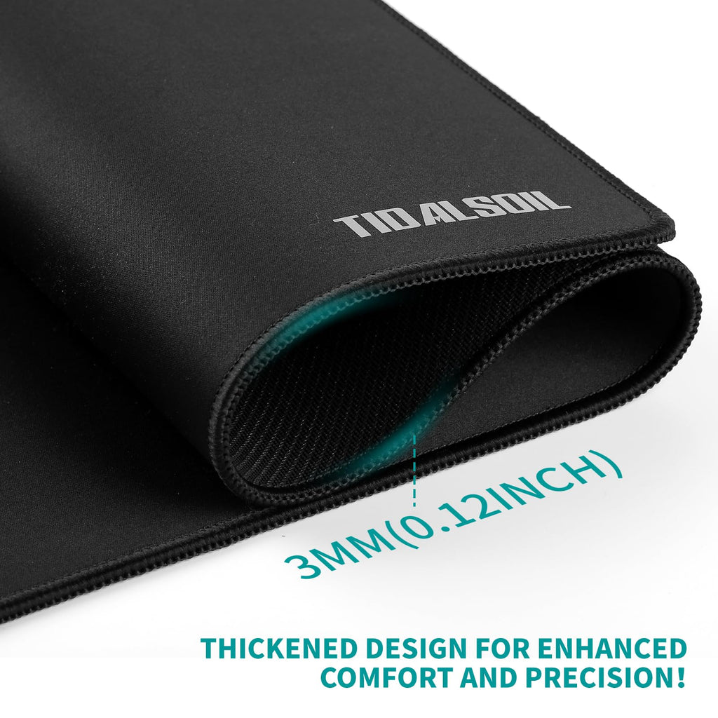 TIDALSOIL Large Gaming Mouse Pad 90 x 40 cm – Oversized Extended Desk Pad with Non-Slip Base, Stitched Edges Mousepad, Smooth Surface for Keyboard, Mouse, Office, Gaming and Work