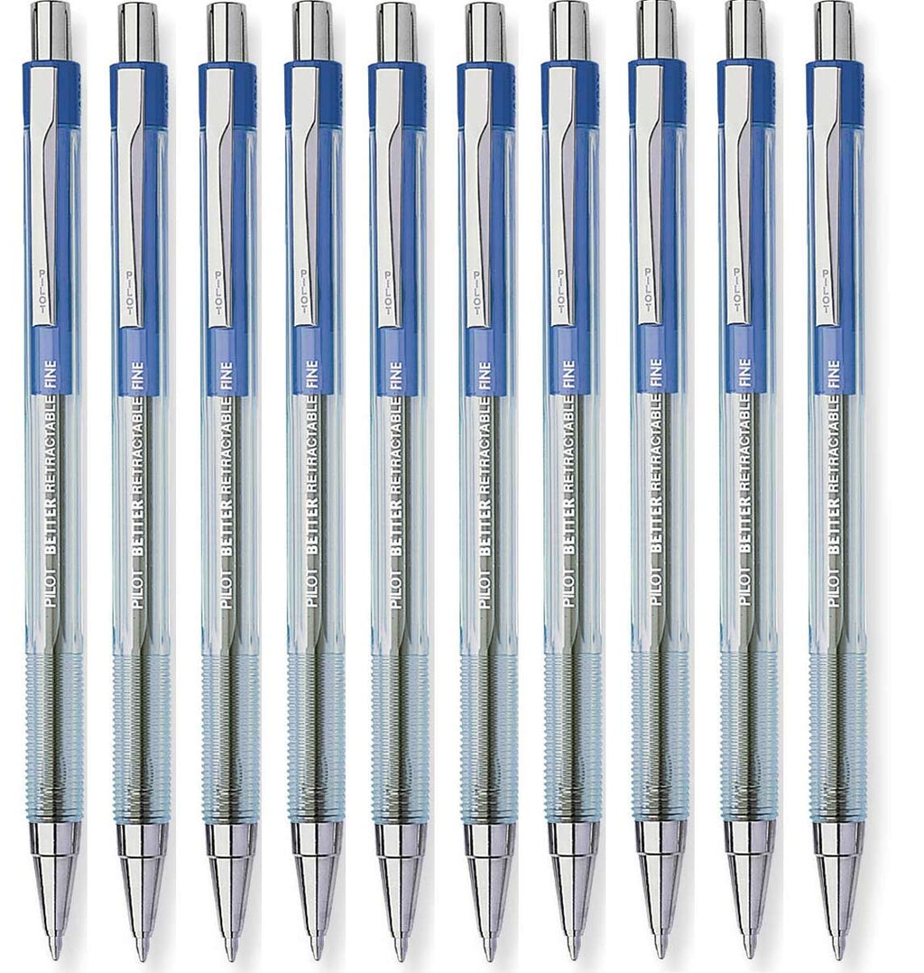 Pilot Better Retractable Ballpoint Pens, Blue color rollerball Fine Point, 10-COUNT