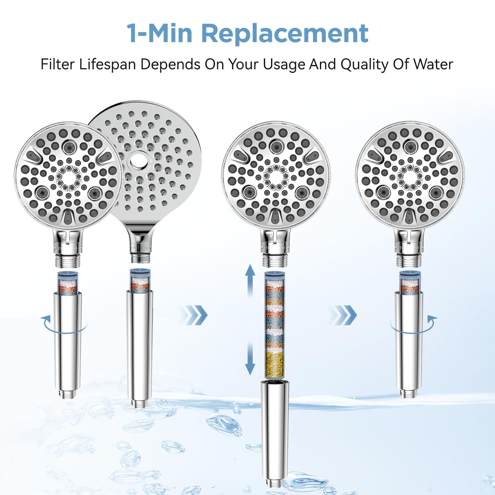 MakeFit Shower Head Filter Replacement Cartridge for SSJ781/DSSJ781 MakeFit Filtered Handheld Shower Head (2-Pack)