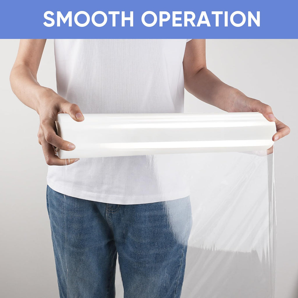 15 Inch Stretch Wrap - 500 Feet | 60 Gauge, 1 Roll Clear Plastic Wrap for Moving Self-adhering, Thick and Sturdy Packing Moving Supplies Heavy Duty Shrink Film