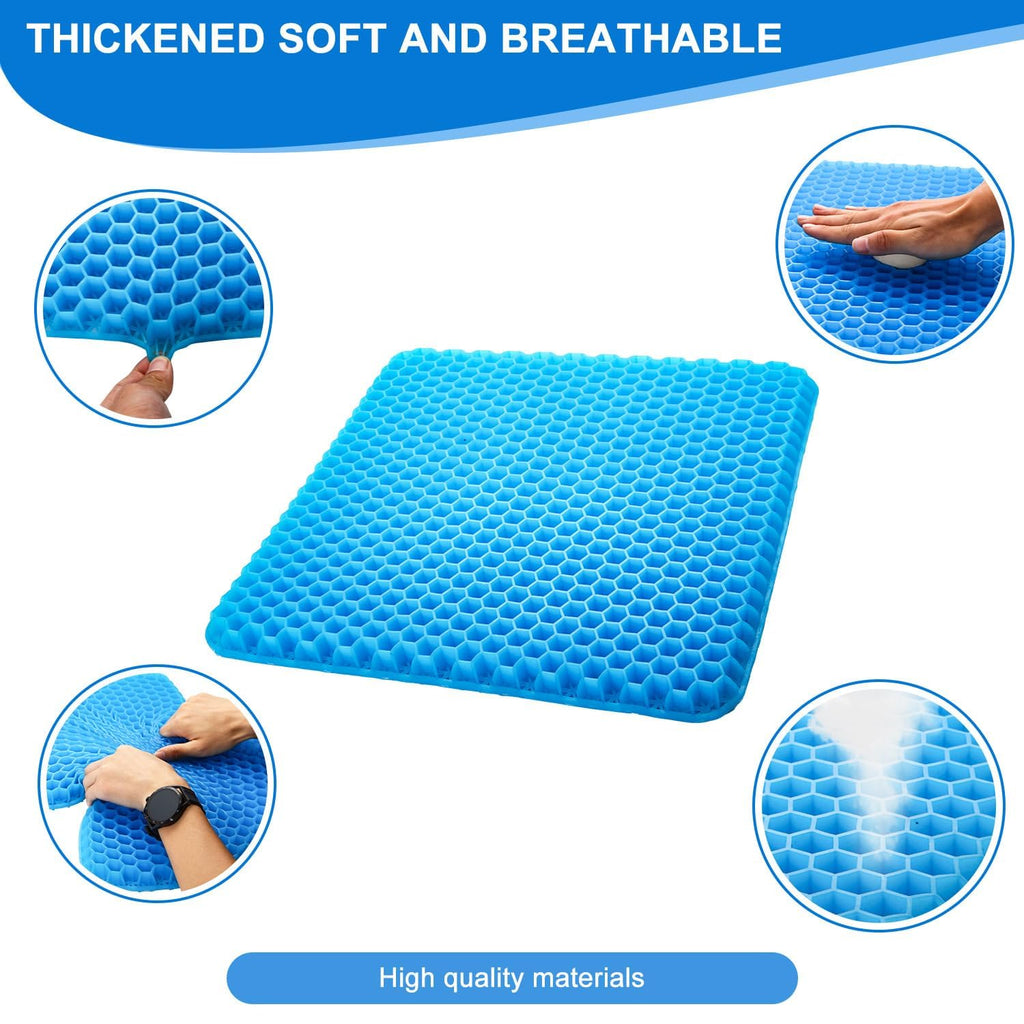 Gel Seat Cushion for Long Sitting with Non-Slip Cover,Soft & Breathable,Seat Cushion for Desk Chair,Wheelchair,Car,Office chair,stadium,airplane,blue support,air plane,bleacher,booster,sporting events