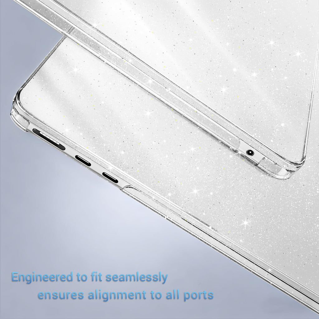 MOSISO Sparkly Glitter Case Compatible with MacBook Air 13 inch M5 2026 M4 2025 M3 M2 2024-2022 A3449 A3240 A3113 A2681, Hard Shell&Keyboard Cover&ScreenFilm&Pouch for MacBook Air 13.6, Transparent