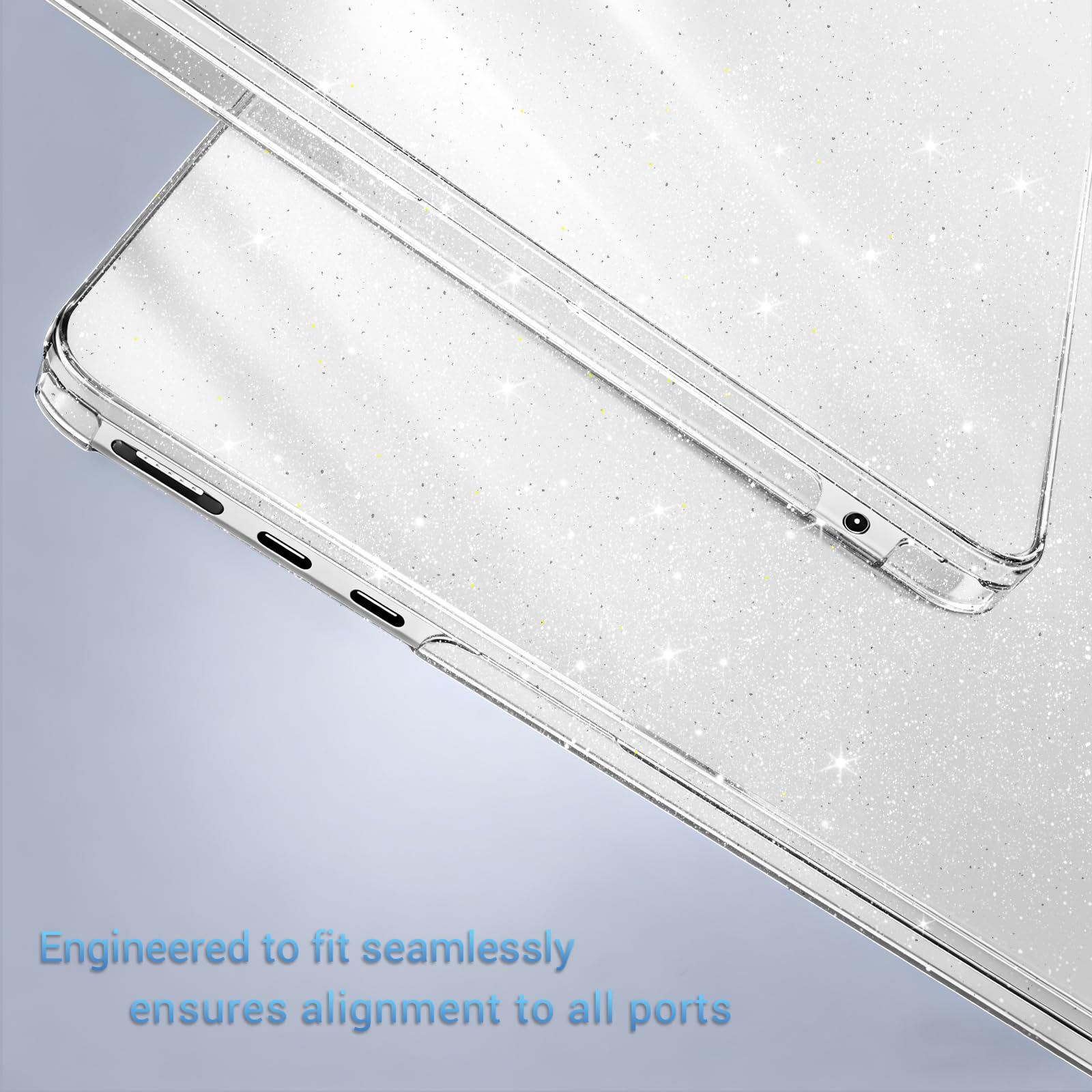 MOSISO Sparkly Glitter Case Compatible with MacBook Air 13 inch M5 2026 M4 2025 M3 M2 2024-2022 A3449 A3240 A3113 A2681, Hard Shell&Keyboard Cover&ScreenFilm&Pouch for MacBook Air 13.6, Transparent
