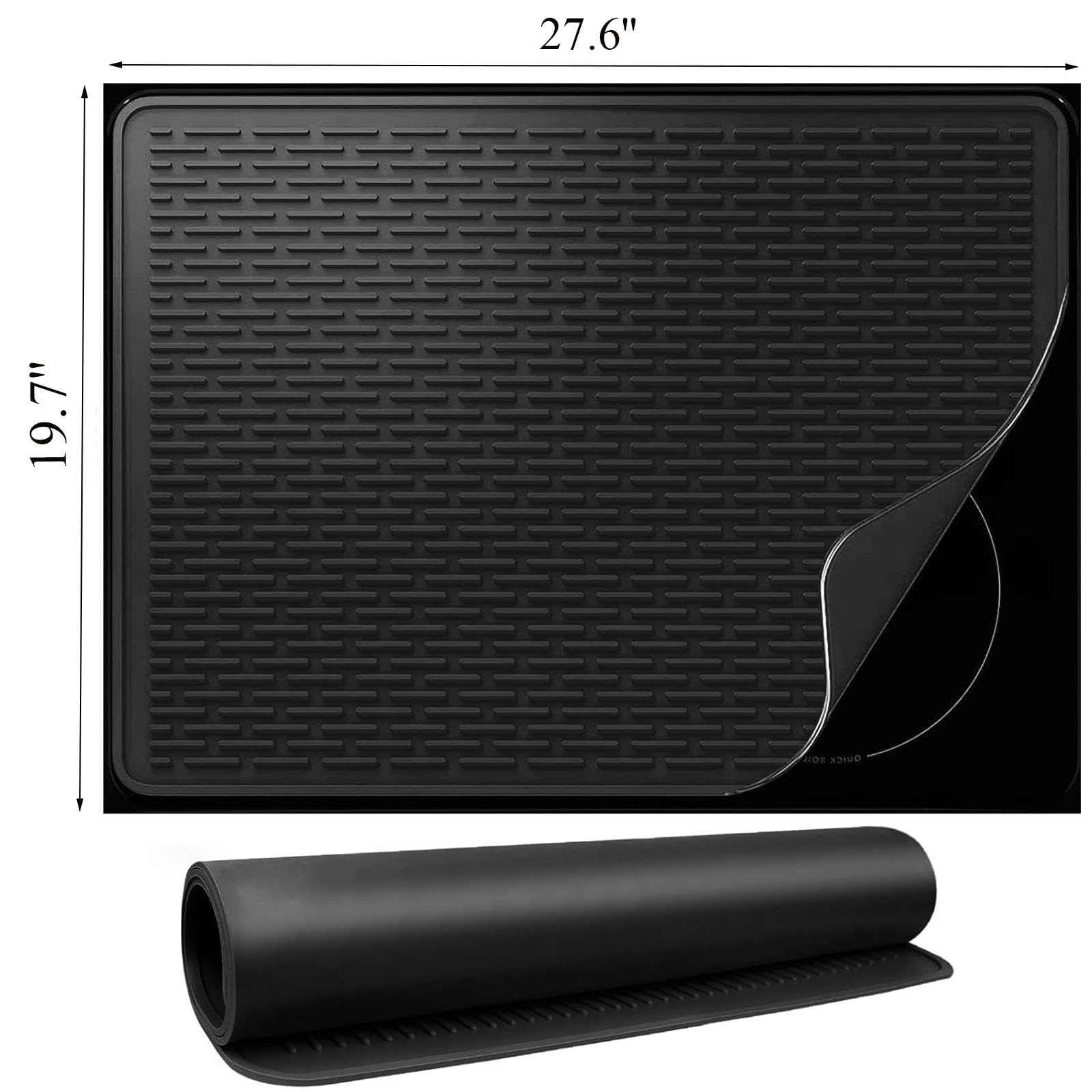 Eazmate Silicone Stove Top Cover for Electric Stove 28 x 20 Inch, Silicone Mat Protector for Extra Kitchen Space, Heat Resistant Stovetop Cover, Black